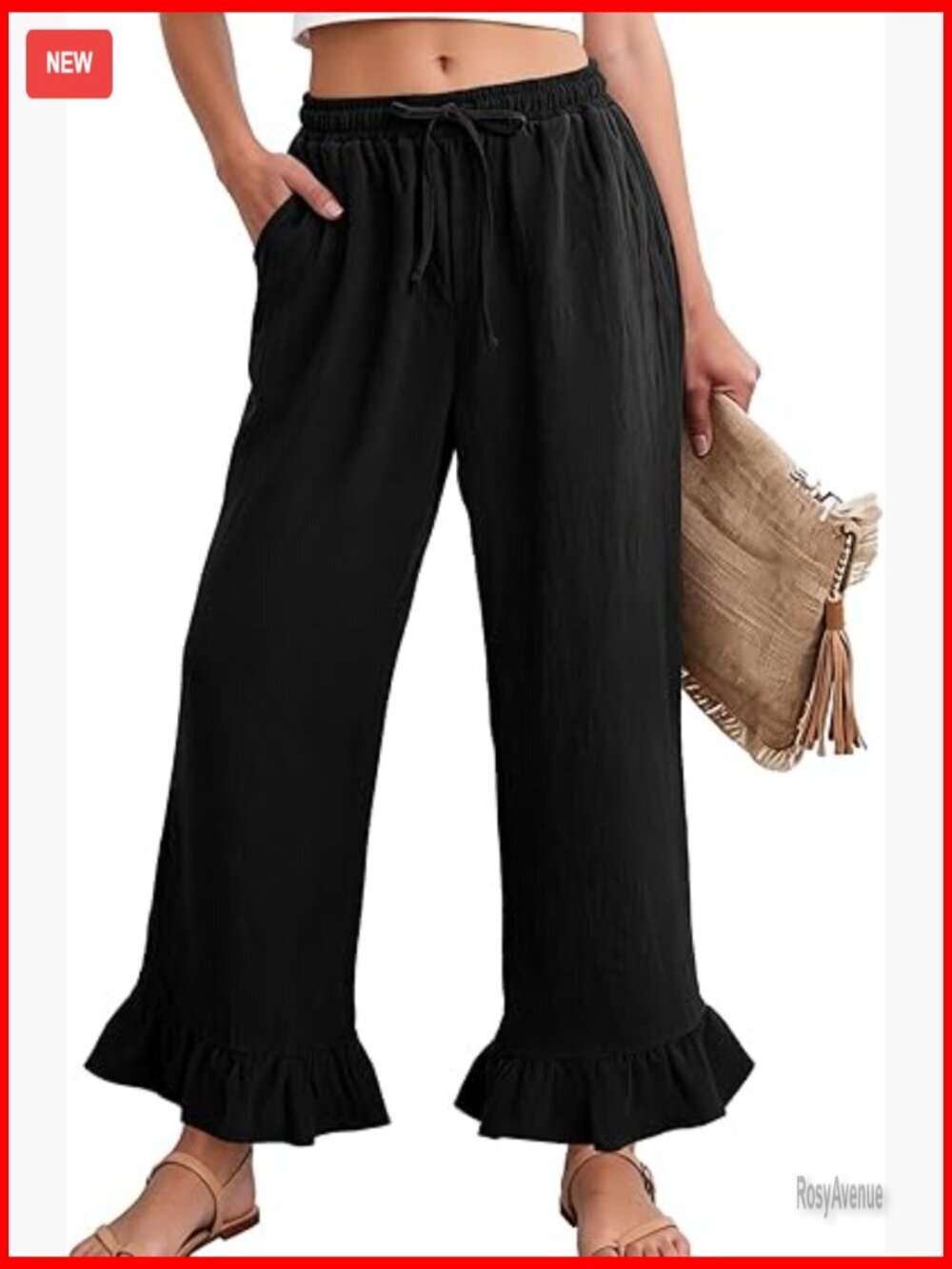 FLOWY PALAZZO PANTS WIDE LEG HIGH WAIST DRAWSTRING COTTON LINEN LOOSE TROUSERS